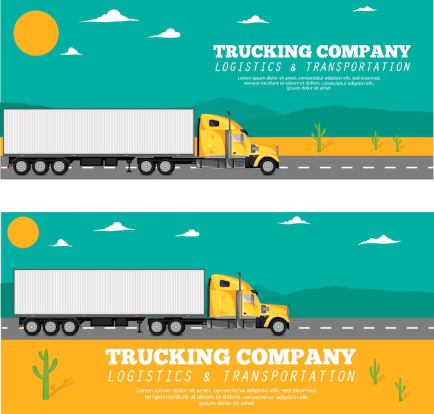 Trucking company flyers with container truck