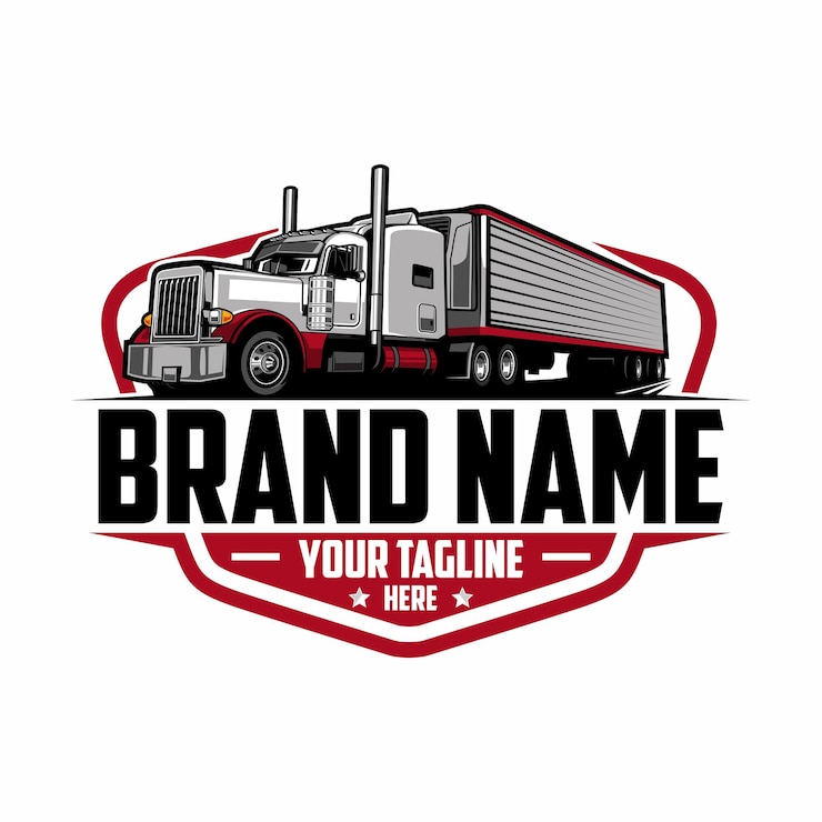 Vector trucking logo truck and trailer