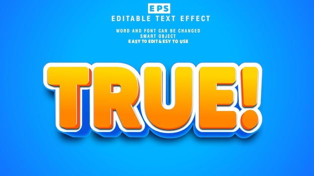 True 3d editable text effect vector with background