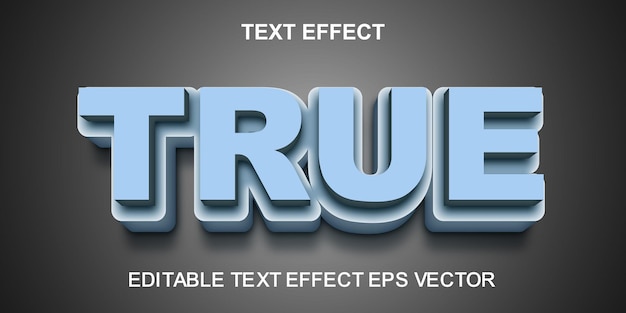 True blue color editable 3d text effect eps vector