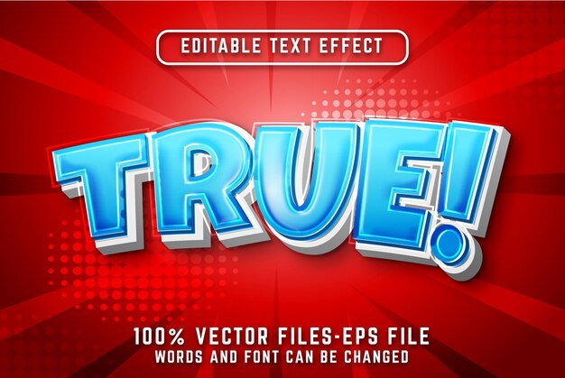 True cartoon style text effect. editable text effect premium vectors