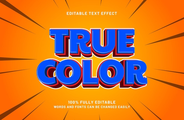 true color editable text effect in modern text style
