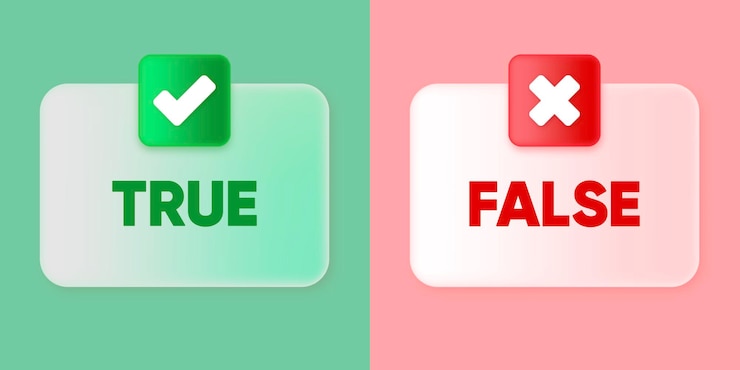 Vector true or false banner green check mark and cross mark symbols icon element in square in 3d design