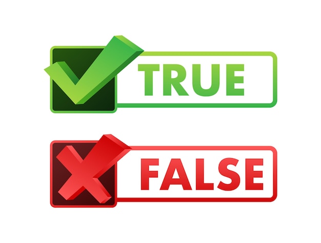 True and false Check mark and cross Vector stock illustration