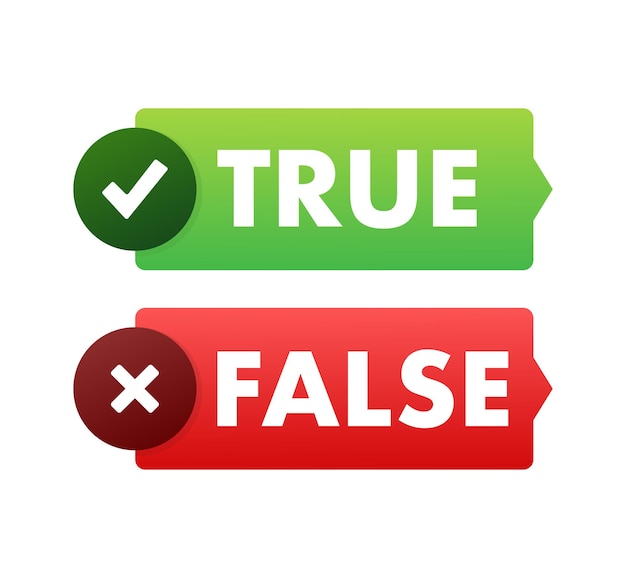 True and false Check mark and cross Vector stock illustration