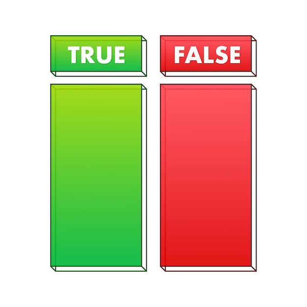 True or False check mark Red and green colors Vector stock illustration