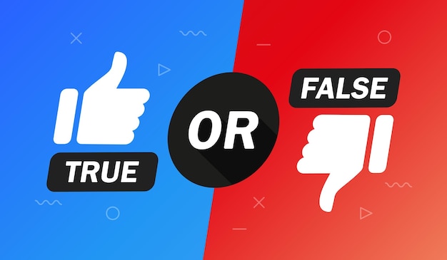 Vector true or false thumb up and down vector illustration