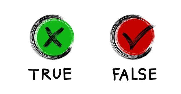 True or False with green and red checkmark vector illustration