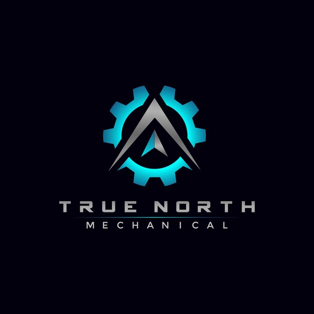 True north mechanisch logo-ontwerp voor bedrijf