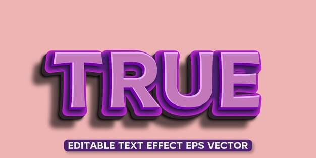 True purple color editable 3d text effect eps vector