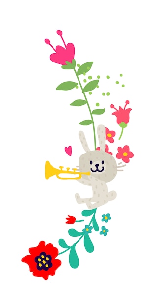 Vector trumpet bunny.