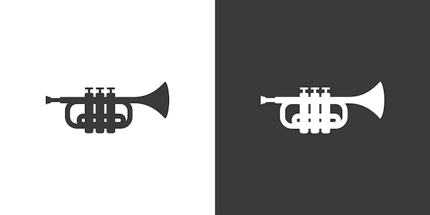 Вектор Труба плоская паутина значок дизайн логотипа трубы духовой инструмент труба силуэт черный значок вектор