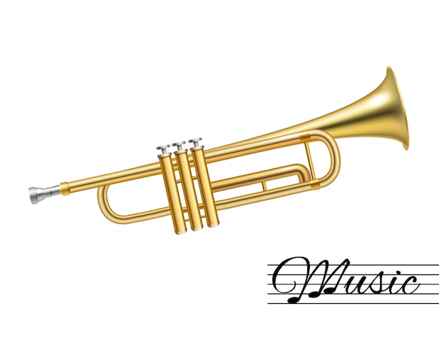 Vector trumpet isolated on white