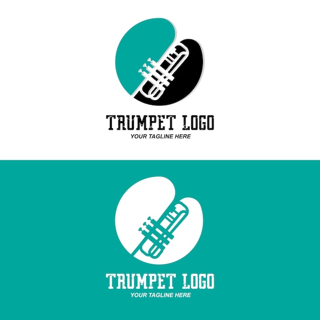 Trumpet logo design generate melody musical instrument vector sketch illustration