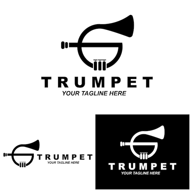 Trumpet logo design generate melody musical instrument vector sketch illustration