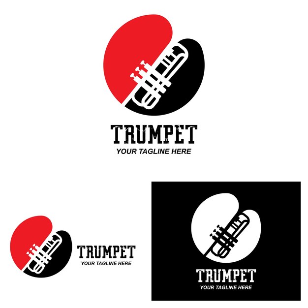 Trumpet logo design generate melody musical instrument vector sketch illustration