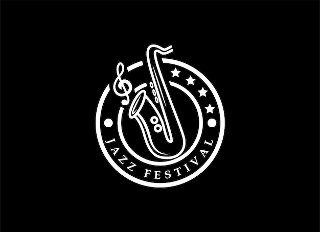 Trumpet logo design, generate melody, musical jazz instrument vector sketch illustration