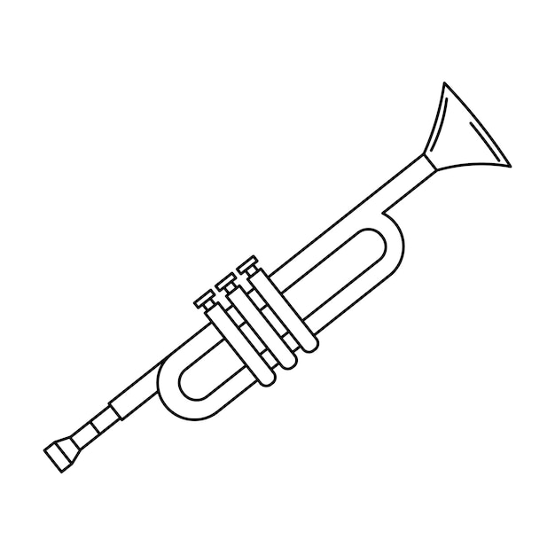 Trumpet, musical instruments, line art. Sketch, icon, vector