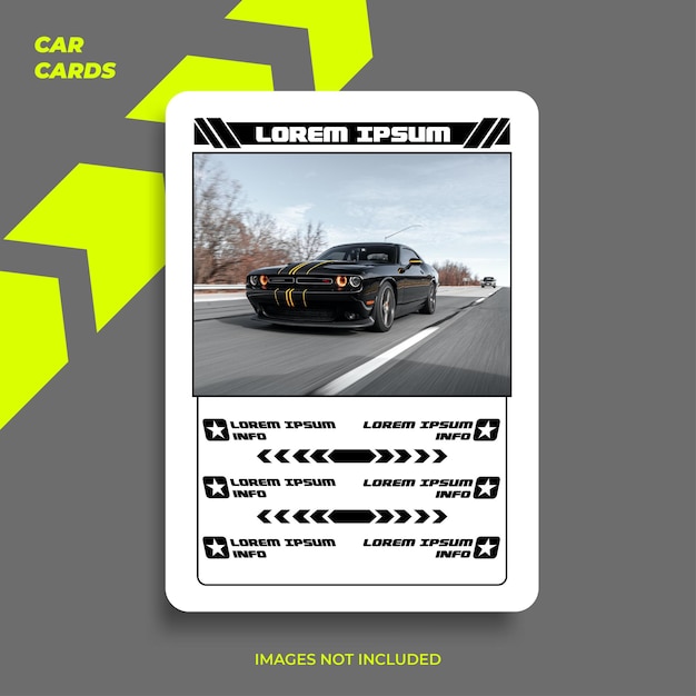 Trumps sports cars card design vector