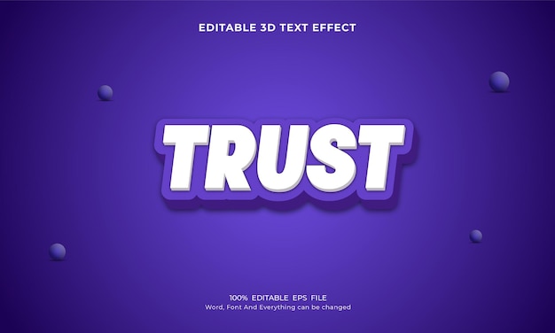 Trust 3d editable text effect template Premium Vector