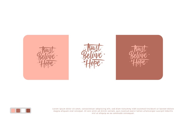 Vector trust believe hope christian hand lettering biblical phrases calligraphy faith quotes