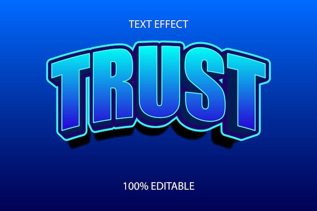 Цвет доверия синий редактируемый текстовый эффект