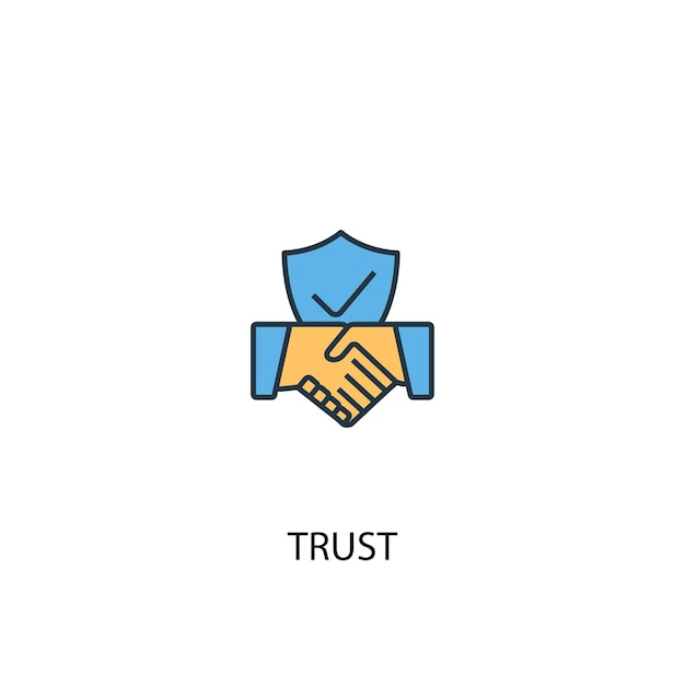 Trust concept 2 colored line icon. Simple yellow and blue element illustration. trust concept outline symbol design