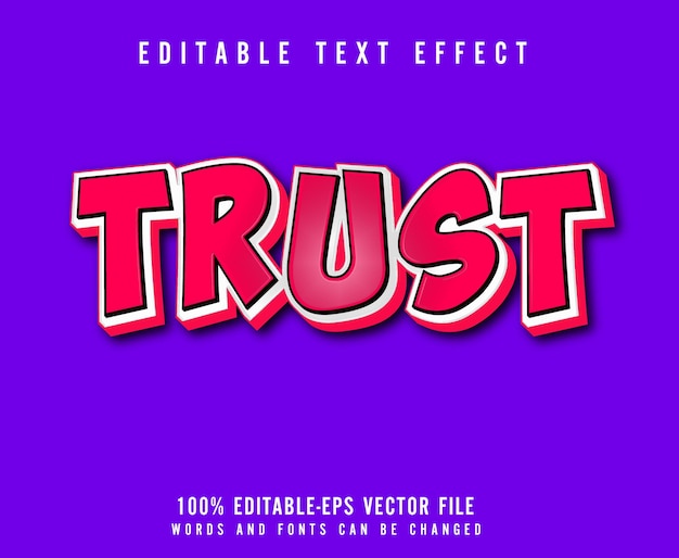 Trust editable text effect vector