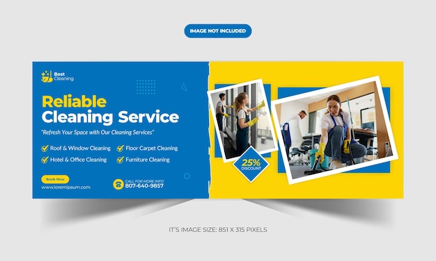 Vector trusted home cleaning service facebook cover design template