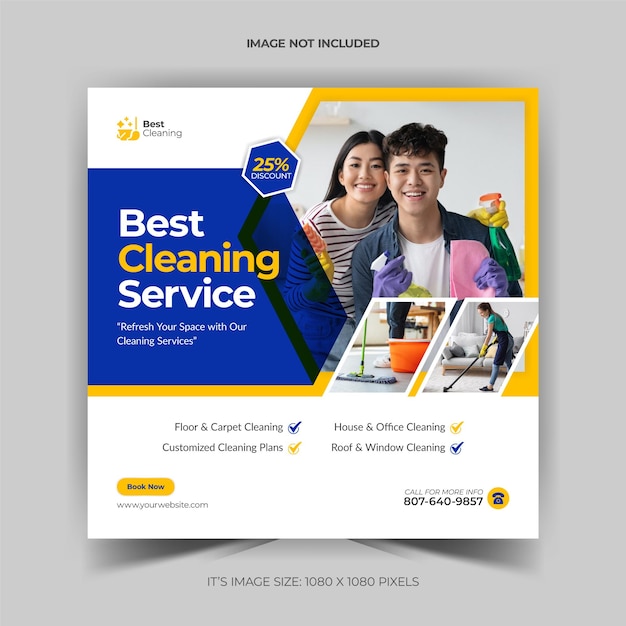 Vector trusted home cleaning service facebook instagram banner design template