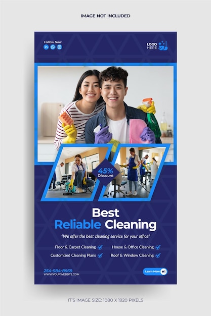 Vector trusted home cleaning service facebook instagram story template