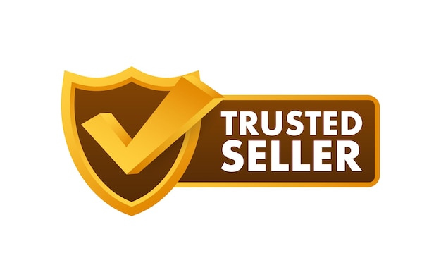 신뢰할 수 있는 판매자 레이블 마켓플레이스는 신뢰할 수 있는 벡터 스톡 일러스트레이션