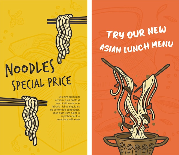 Prova il nostro nuovo prezzo speciale per i noodles con menu asiatico