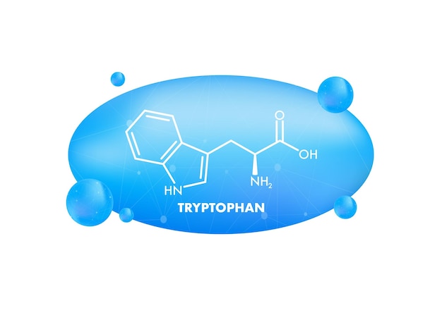 트립토판 공식 트립토판 또는 ltryptophan Trp W 아미노산 분자
