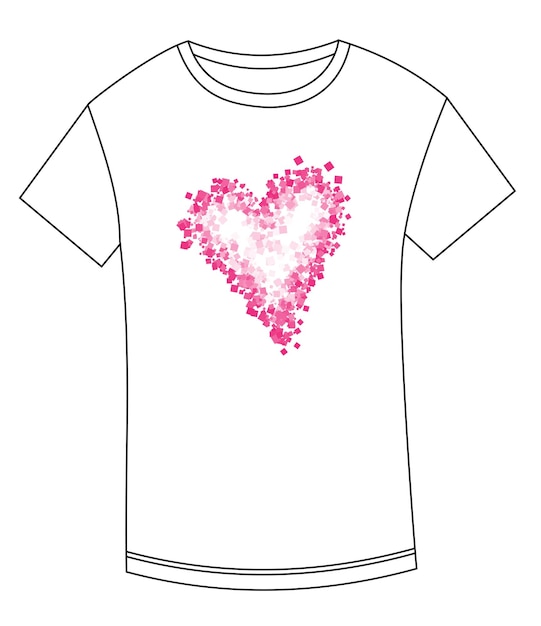 Vector tshirt abstract drawing of heart heart print for tshirt tshirt with heart made of squares