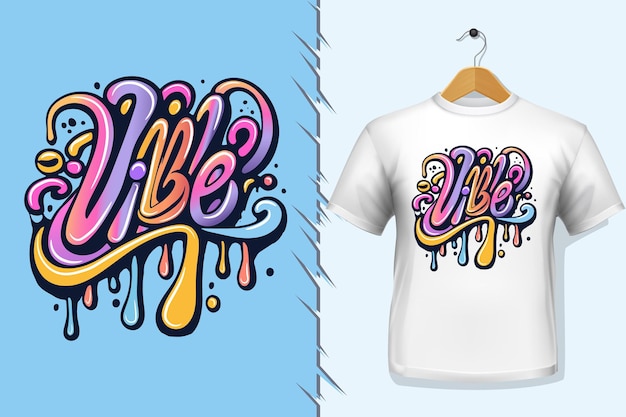 Tshirt e abbigliamento graffiti alla moda con scritte tipografiche colorate