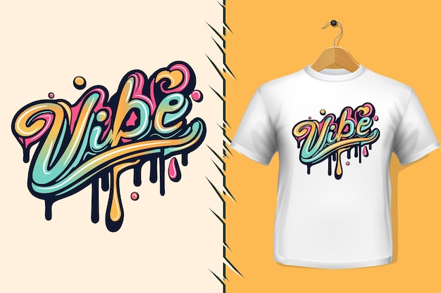 Tshirt e abbigliamento graffiti alla moda con scritte tipografiche colorate