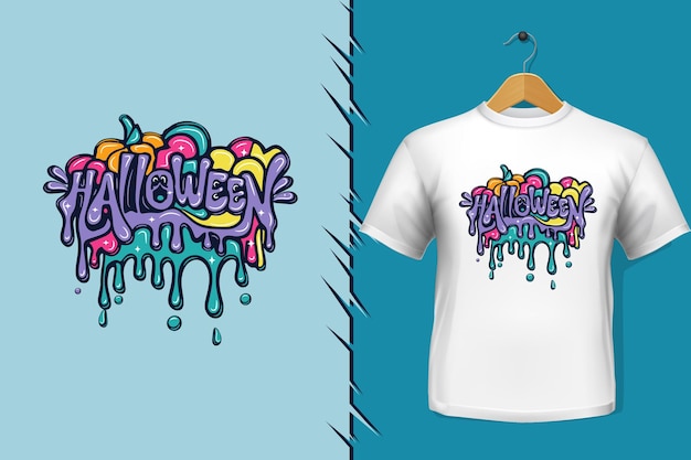 tshirt and apparel trendy halloween colorful typography design