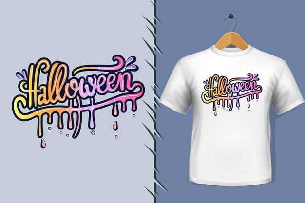 футболка и одежда модный Хэллоуин красочный типографический дизайн