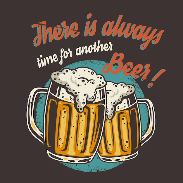 Tshirt colored print with craft lager beer mug with foam Pint in hand for bavarian oktoberfest