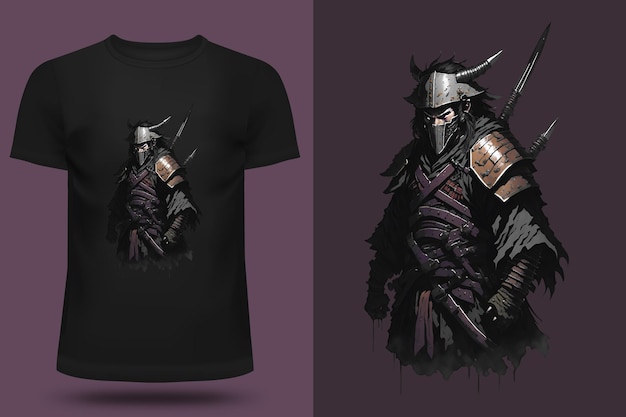 Vector tshirt design illustration ronin vintage style