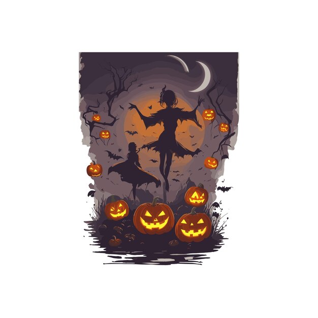 Tshirt Design that captures the essence of a moonlit Halloween night