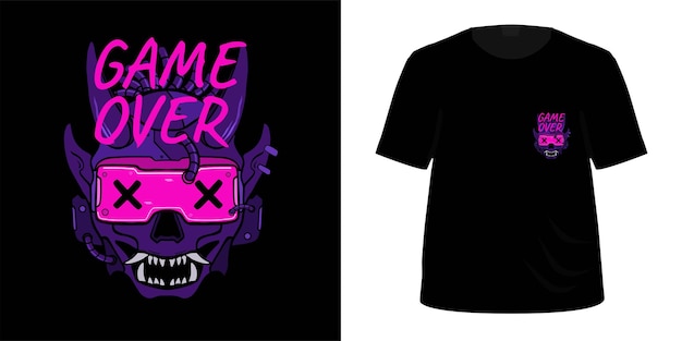 Tshirt design theme game over isolated white background