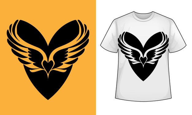 Tshirt design of a winged heart