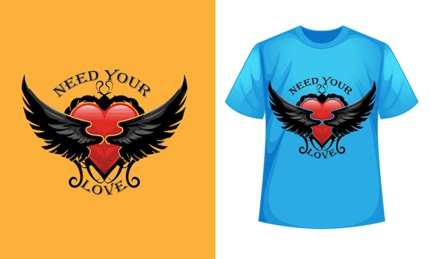 Tshirt design of a winged heart