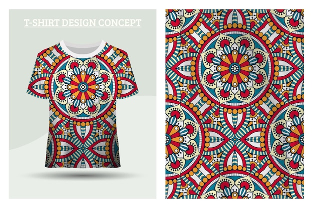 Vettore design della maglietta con motivo mandala africano