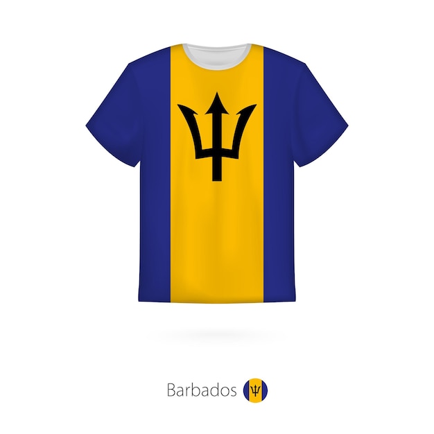 Design della maglietta con la bandiera delle barbados modello vettoriale della maglietta