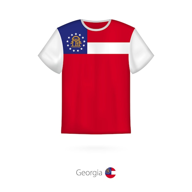 조지아 미국 상태 Tshirt 벡터 템플릿의 국기와 함께 Tshirt 디자인