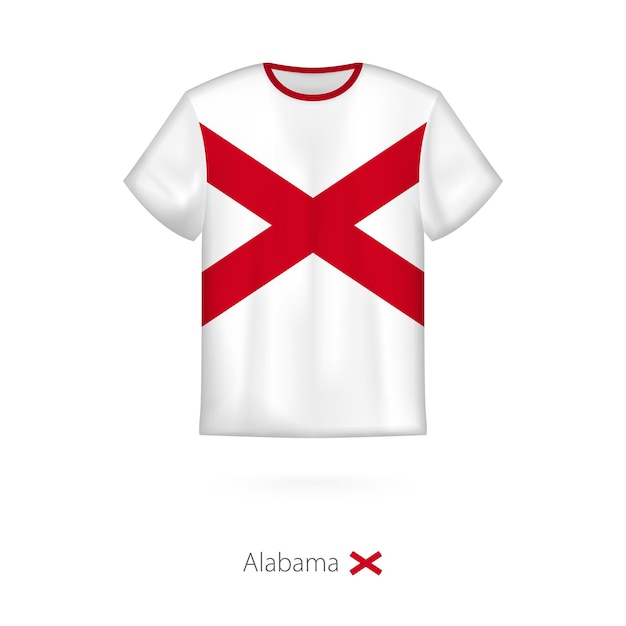 Дизайн футболки с флагом штата алабама сша векторный шаблон футболки