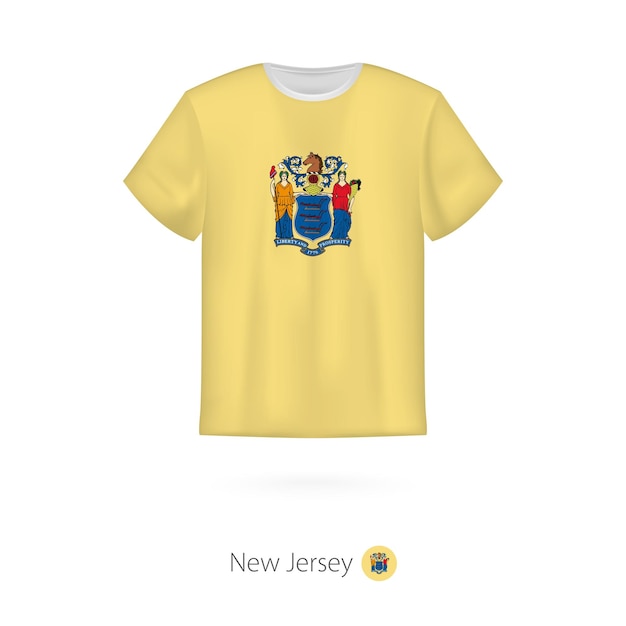 ニュージャージー州の旗とtシャツのデザイン米国の州のtシャツベクトルテンプレート